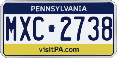 PA license plate MXC2738