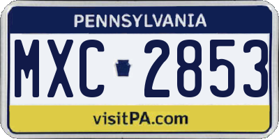 PA license plate MXC2853