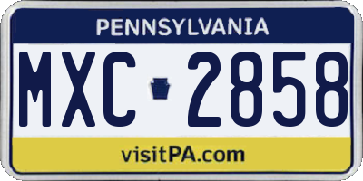 PA license plate MXC2858
