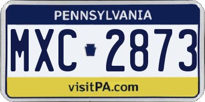 PA license plate MXC2873