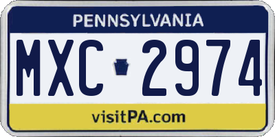 PA license plate MXC2974