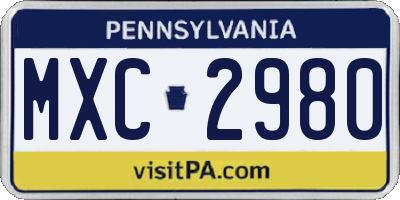 PA license plate MXC2980