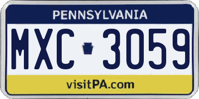 PA license plate MXC3059