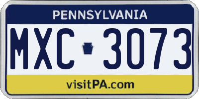 PA license plate MXC3073