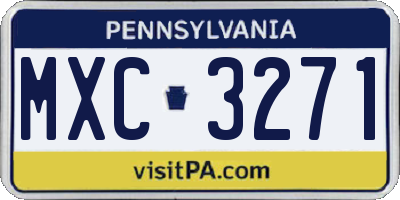 PA license plate MXC3271