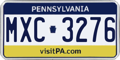 PA license plate MXC3276