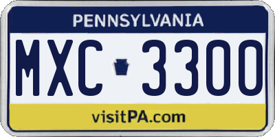PA license plate MXC3300