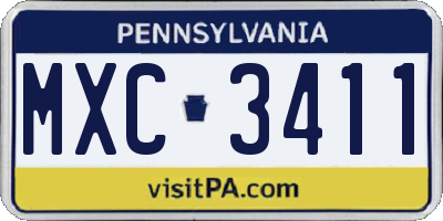 PA license plate MXC3411