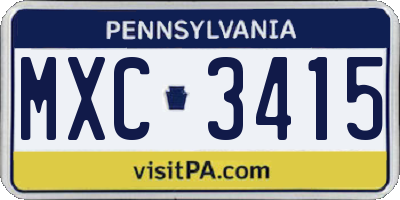 PA license plate MXC3415