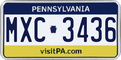 PA license plate MXC3436