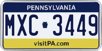 PA license plate MXC3449