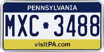 PA license plate MXC3488