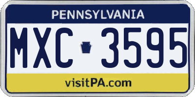 PA license plate MXC3595
