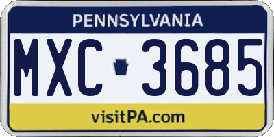PA license plate MXC3685