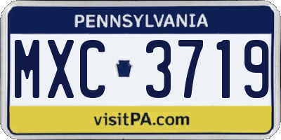 PA license plate MXC3719
