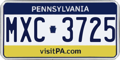 PA license plate MXC3725