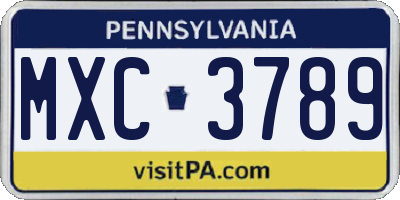 PA license plate MXC3789