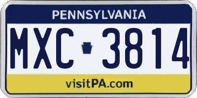 PA license plate MXC3814