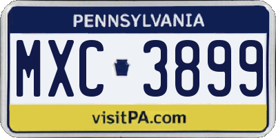 PA license plate MXC3899