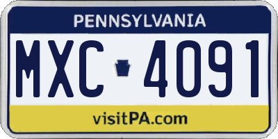 PA license plate MXC4091