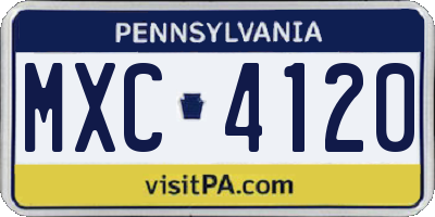 PA license plate MXC4120