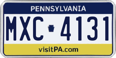 PA license plate MXC4131