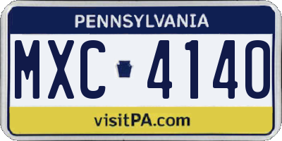 PA license plate MXC4140