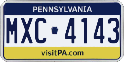 PA license plate MXC4143