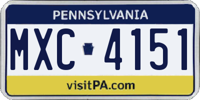 PA license plate MXC4151
