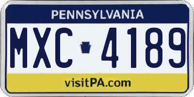 PA license plate MXC4189