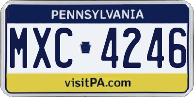 PA license plate MXC4246