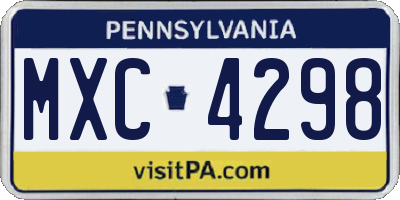 PA license plate MXC4298