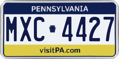 PA license plate MXC4427