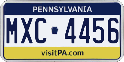 PA license plate MXC4456