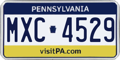 PA license plate MXC4529