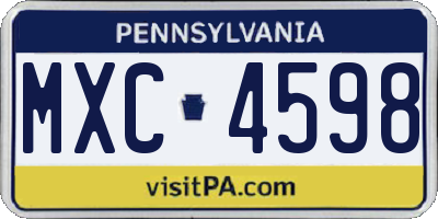 PA license plate MXC4598