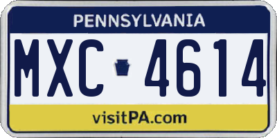 PA license plate MXC4614
