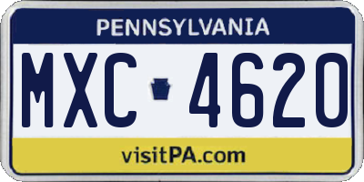 PA license plate MXC4620