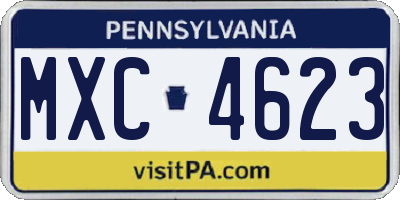PA license plate MXC4623