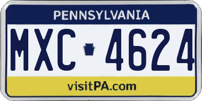 PA license plate MXC4624