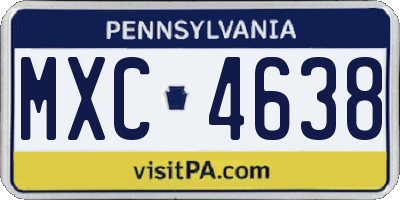 PA license plate MXC4638