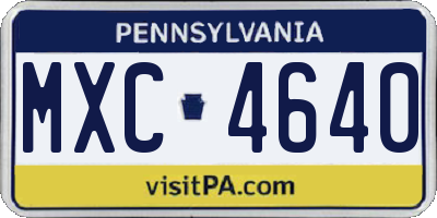 PA license plate MXC4640