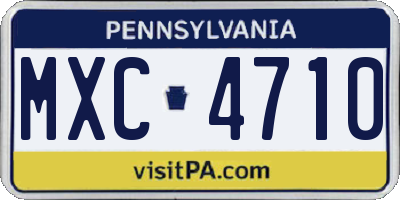 PA license plate MXC4710