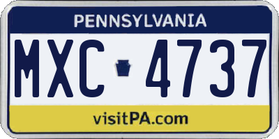 PA license plate MXC4737