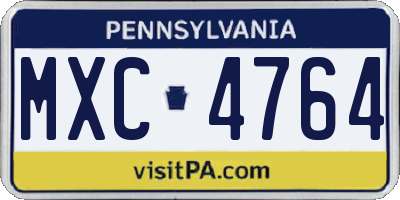PA license plate MXC4764