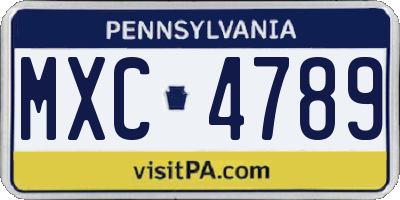 PA license plate MXC4789