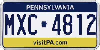 PA license plate MXC4812