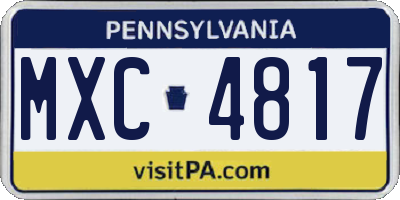 PA license plate MXC4817