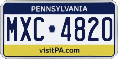 PA license plate MXC4820