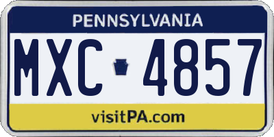 PA license plate MXC4857